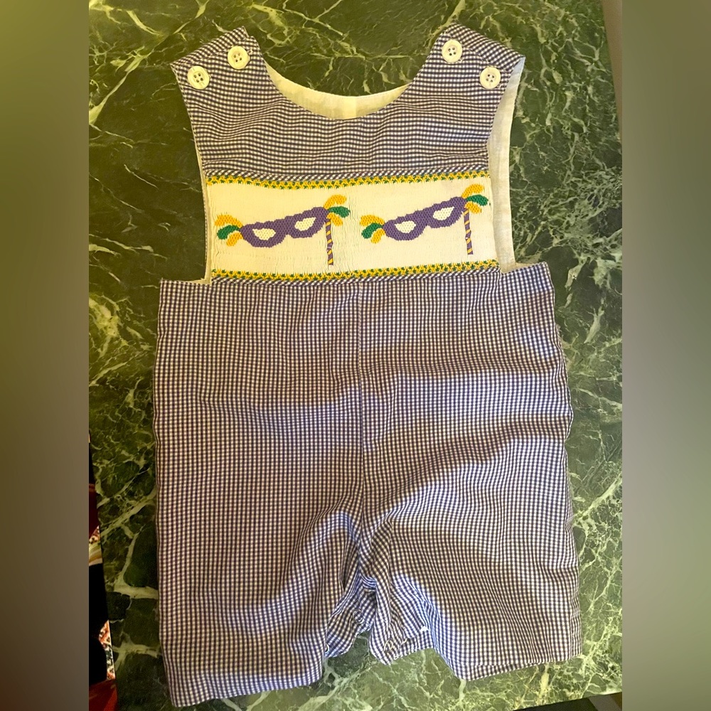 6 month baby boy Mardi Gras Jon Jon shortalls